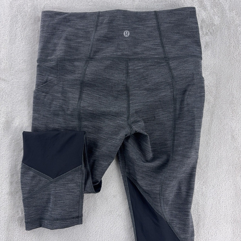 Lululemon Pace Rival Mid Rise Crop Leggings Womens‎ Size 6 Gray Inspire Mesh